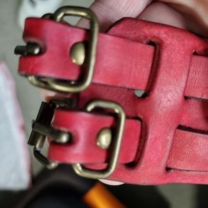 Red leather bracelet, very stylish